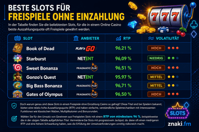 Slots für Freispiele ohne Einzahlung