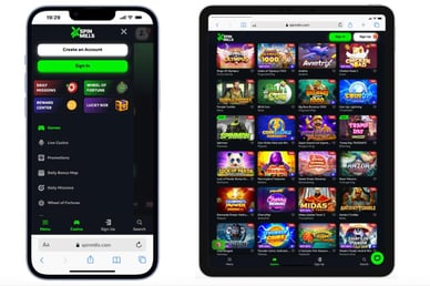 Mobile Version des SpinMills Casinos