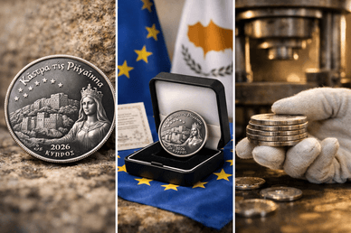 Τρίπτυχο με αναμνηστικό ασημένιο νόμισμα Κύπρου