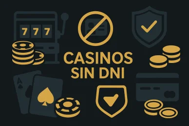 Ilustración vectorial con una máquina tragaperras, fichas, cartas, un documento tachado y un escudo con una marca de verificación.