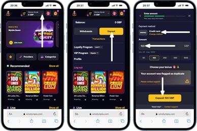 casino mastercard deposit