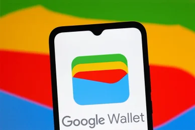 أيقونة محفظة جوجل أيقونة تطبيق محفظة جوجل على شاشة هاتف ذكي