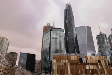 ناطحات سحاب بتصاميم معمارية حديثة في مركز الملك عبد الله المالي بالرياض