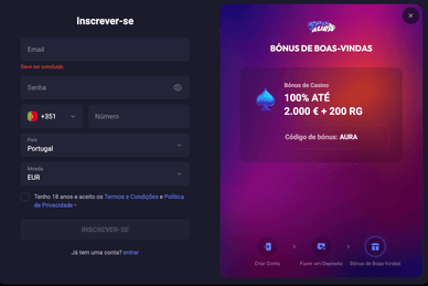 Registo no casino Registo no casino Spin Aura
