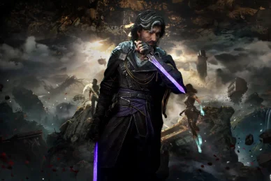 Verso brandissant deux lames violettes dans Clair Obscur : Expedition 33.