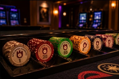 Spielchips der Hamburg Spielbank für klassische Tischspiele