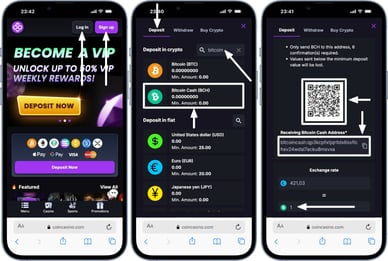 deposit online bitcoin cash casino