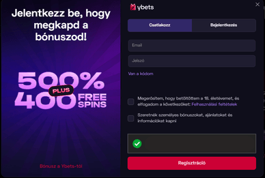 Ybets Kaszinó regisztráció