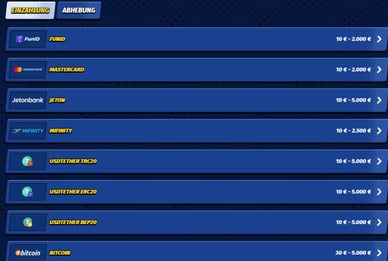 Aufladen in Online Casino BigClash