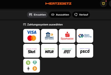 Einzahlungsmethoden Einzahlungsmethoden bei Hertz Betz Casino in der Schweiz