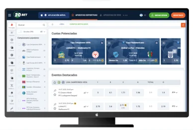 Apuestas deportivas en 20Bet