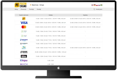 Płatności w Pelican Casino Metody płatności w kasynie