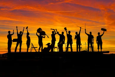 Festival de Musique de Chambre du Larzac au coucher du soleil.