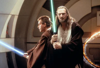 Qui-Gon Jinn is a fictional character in the Star Wars franchise. He was introduced as a Jedi Master in the prequel film The Phantom Menace (1999), and is portrayed by Liam Neeson