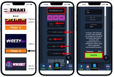kasinot Visa talletus
