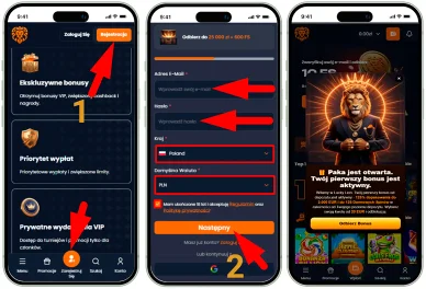 Rejestracja w kasynie Rejestracja w LuckyLion Kasyno
