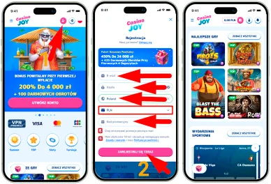 Rejestracja w Online CasinoJoy