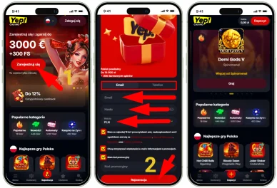 Rejestracja w Yep Casino