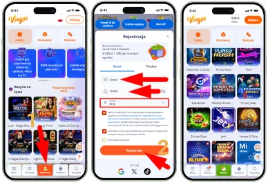Proces rejestracji w kasynie V.Vegas