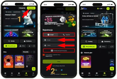 Rejestracja w Jetton Kasyno