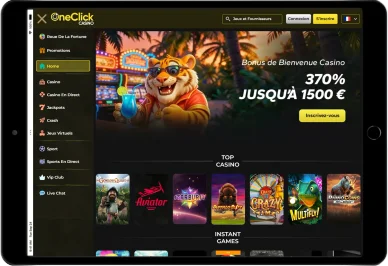 Page d’accueil OneClick Casino. Accueil et bonus de OneClick Casino.