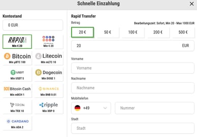 Zahlungsoptionen in Casino SupraPlay Online Casino Zahlungsoptionen