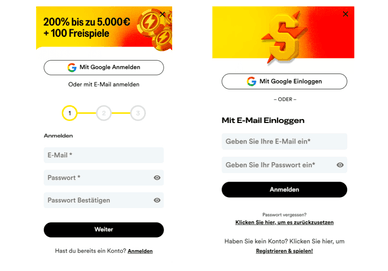 Registrierung und Login Shakebet