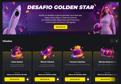 Recompensas em dinheiro do Golden-Star-Casino por completar tarefas