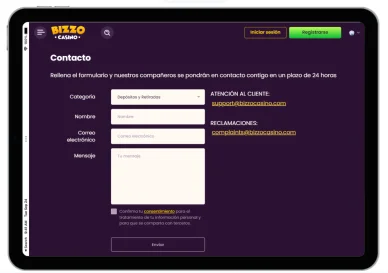 Soporte del casino online Bizzo