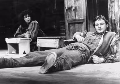 Liam Neeson and Brenda Scallon in Translations by Brian Friel at Guildhall, Derry, in 1980