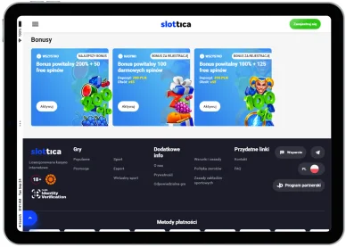 Bonus za weryfikację w Slottica Casino