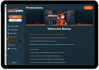 Pakiet Powitalny Pakiet powitalny w Locowin Casino Online