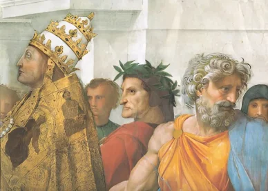 Parte dell'affresco di Raffaello Sanzio con il ritratto di Dante Raffaello Sanzio Dante