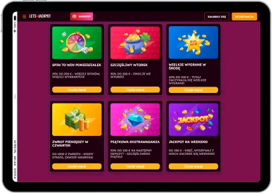 Promocje w kasynie Promocje w Lets Jackpot Casino