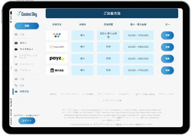 入出金方法の種類 入金および出金方法