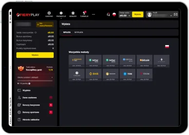 Płatności w FieryPlay kasyno internetowe