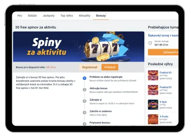 Príklad bonusu s bezplatnými otočeniami Príklad bonusu s free spiny
