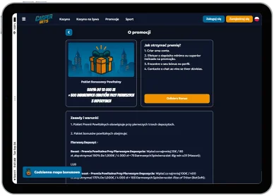Pakiet powitalny Pakiet powitalny w CasperBets Casino