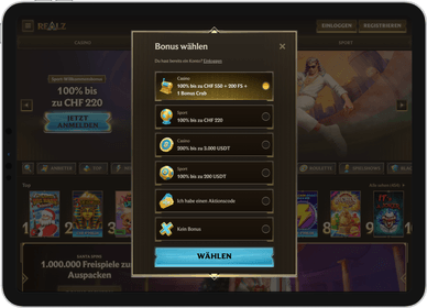 Realz Casino online Willkommensbonus Realz Casino