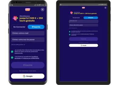 Inscription rapide CandySpinz.