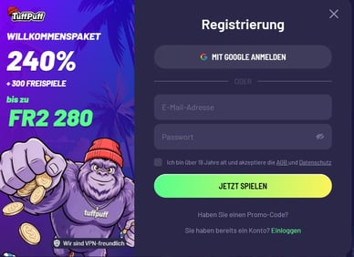TuffPuff Registrierung TuffPuff Casino Registrierung