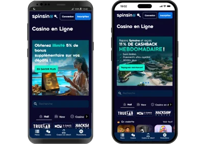 Jouer partout Spinsino casino. Version mobile Spinsino casino.