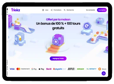 Bannière principale Trickz Casino.