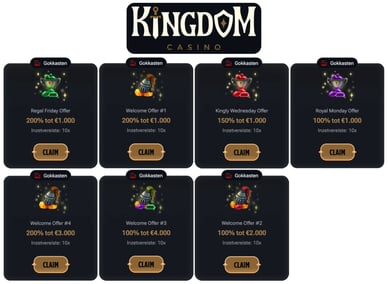kingdom casino welcome bonus