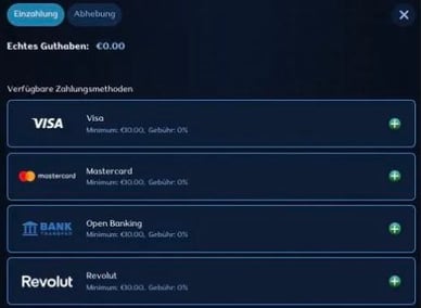 Kontoaufladung in Online Casino Cazeus