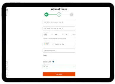 Registration at LeoVegas step 2