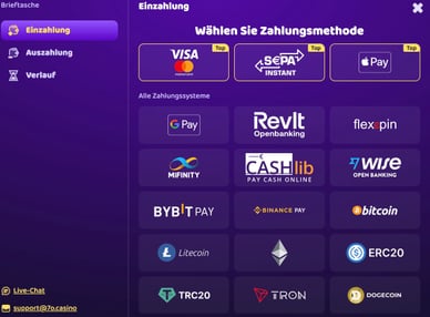 Einzahlung im Casino Casino 7 Oasis Deposit