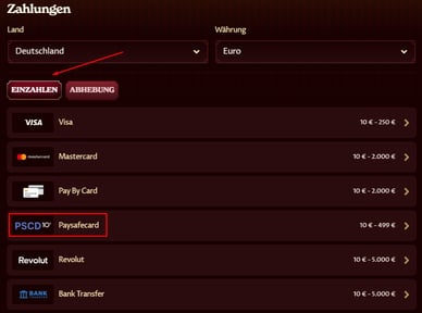 Oline Casino ohne OASIS Paysafecard Einzahlung