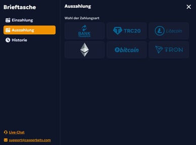 Auszahlen im Online Casino CasperBets