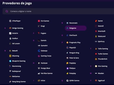 Provedores de jogos em cassinos online